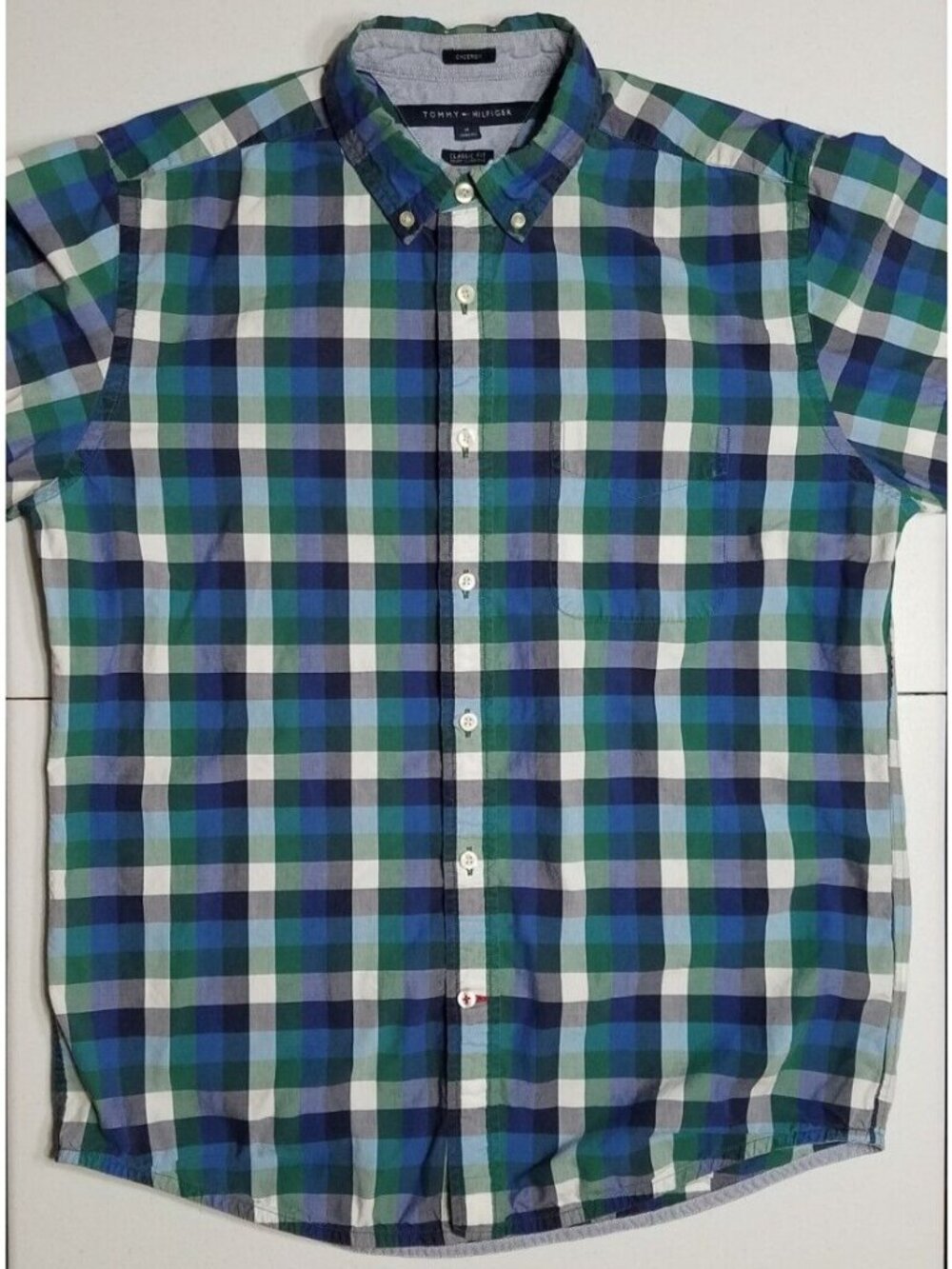 Tommy Hilfiger Long Sleeve Button Down Preppy Business Casual Office Shirt Men M